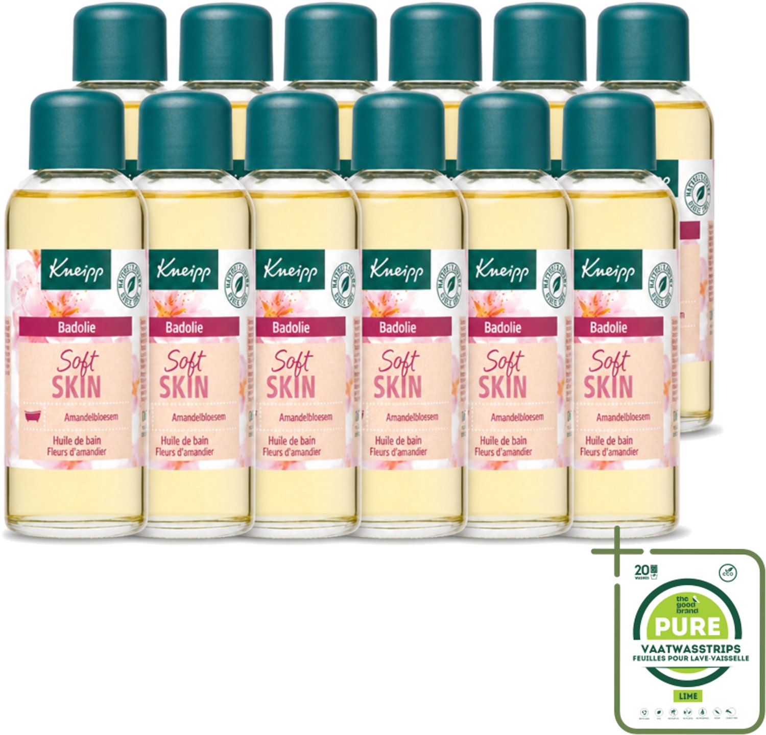 12 x Kneipp - Badolie - Amandelbloesem - Voor droge en gevoelige huid - 100 ml - Grootverpakking - Vaatwasstrips - Badolie - Droge Huid - Gevoelige Huid - Amandelolie - Huidverzorging