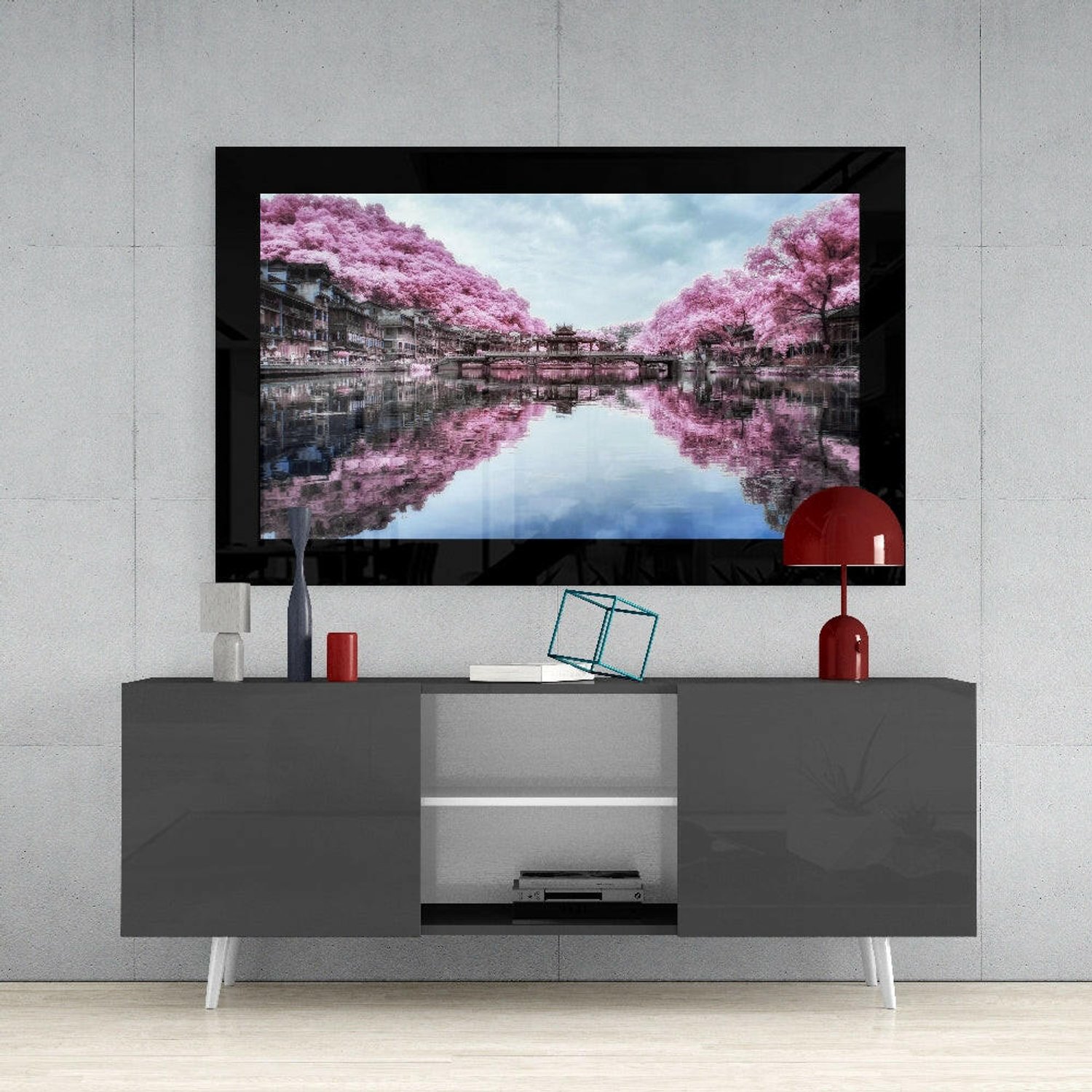 Glasschilderij – Sakura Bomen – Stijlvolle Wanddecoratie
