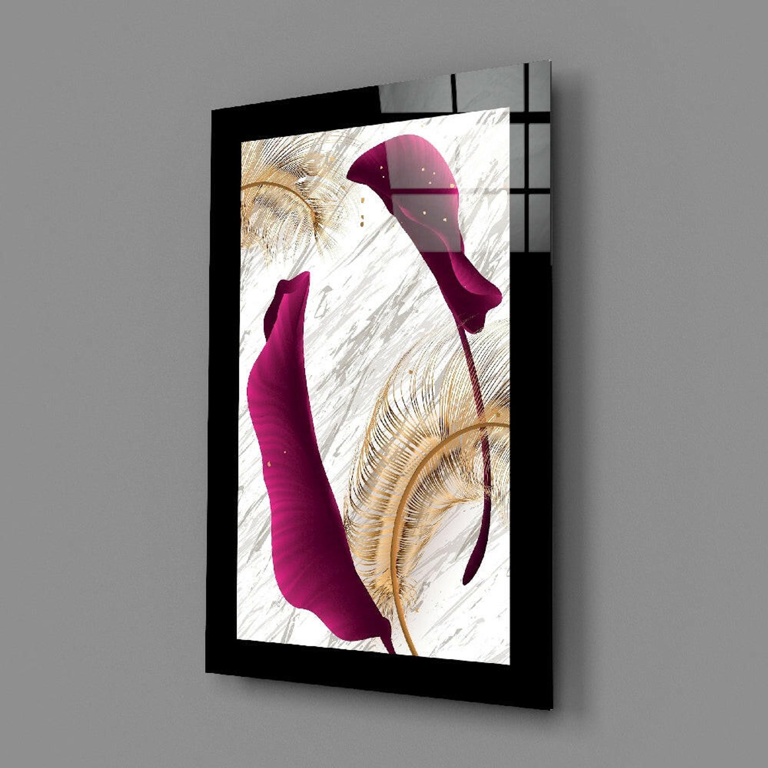 Insigne Art Glasschilderij – Harmonisch Paars Blad – Moderne Wanddecoratie Meerkleurig