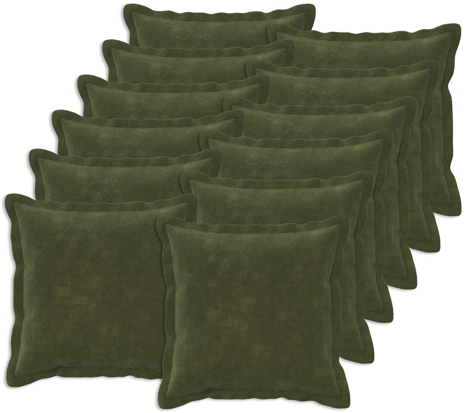 vidaXL Dekenkussen - 12 - st - HOUTEN - Groen - 50 - x - 50 - cm - Microfiber - Fleece