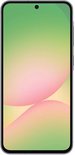 Vooraanzicht van een grijze smartphone met een kleurrijk, abstract schermontwerp.