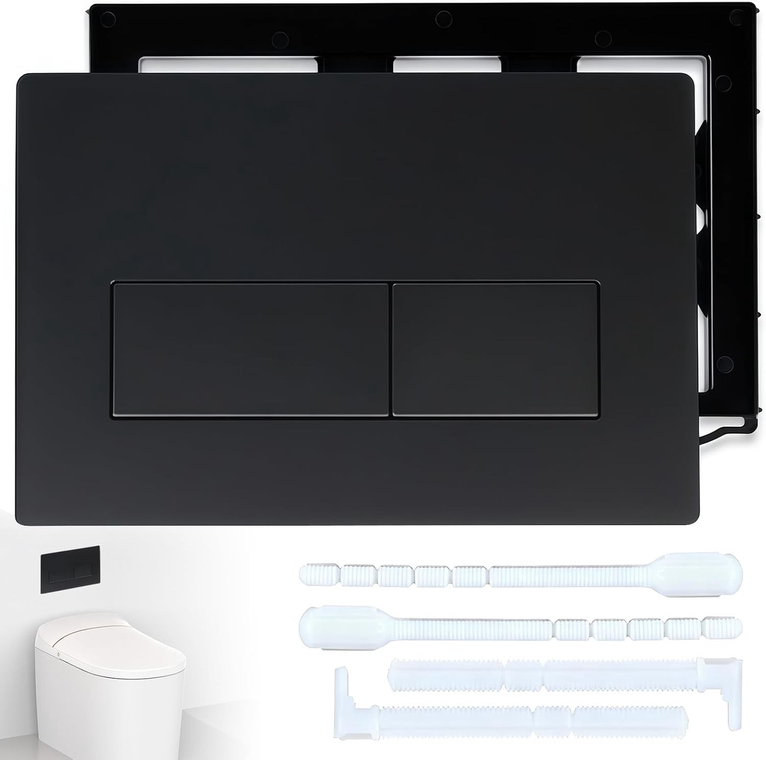 Drukplaat voor toilet met dubbele spoeling - slijtvast, eenvoudig te reinigen en stijlvol (zwart)