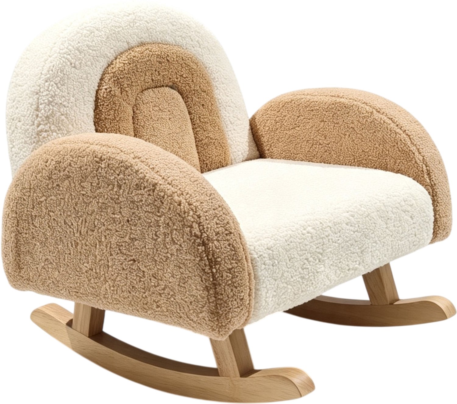 Sunny Filou Kinderschommelstoel Teddy Bruin – 55 x 55 x 50 cm – Kinderstoel met Regenboogdesign – Kinderfauteuil met Schommelfunctie – Houten Frame – Max. 100 kg – Peuterstoeltje voor Binnen vanaf 3 jaar