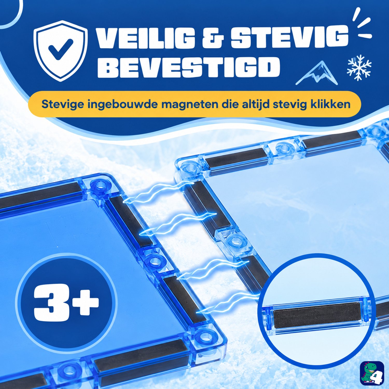 Fits4Kids® Magnetic Tiles 56 Stuks - Magnetische Bouwtegels - STEM Speelgoed voor Creatief Bouwen - Magnetisch Speelgoed - Magna Bouwstenen - Frozen Constructions - 3 4 5 6 7 8 9 Jaar — afbeelding 3