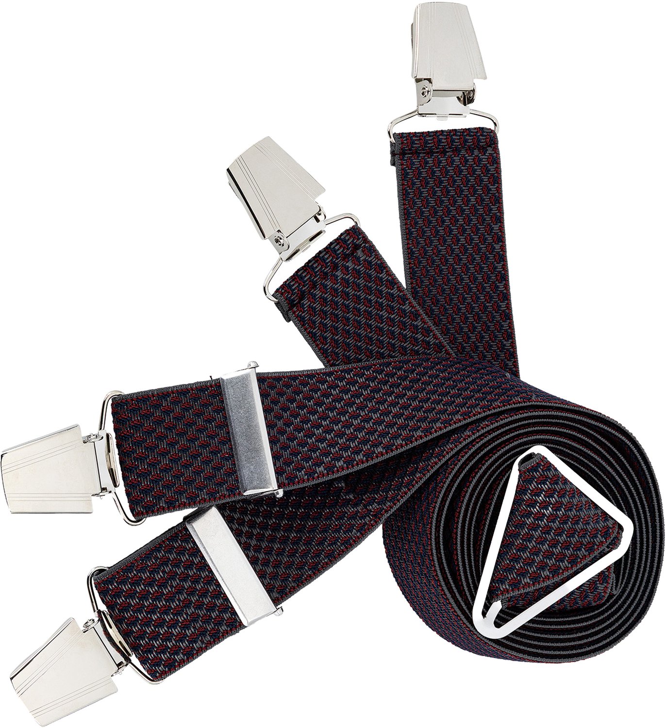 LINDENMANN heren bretels met extra sterke clips X-vorm - rood mini dessin