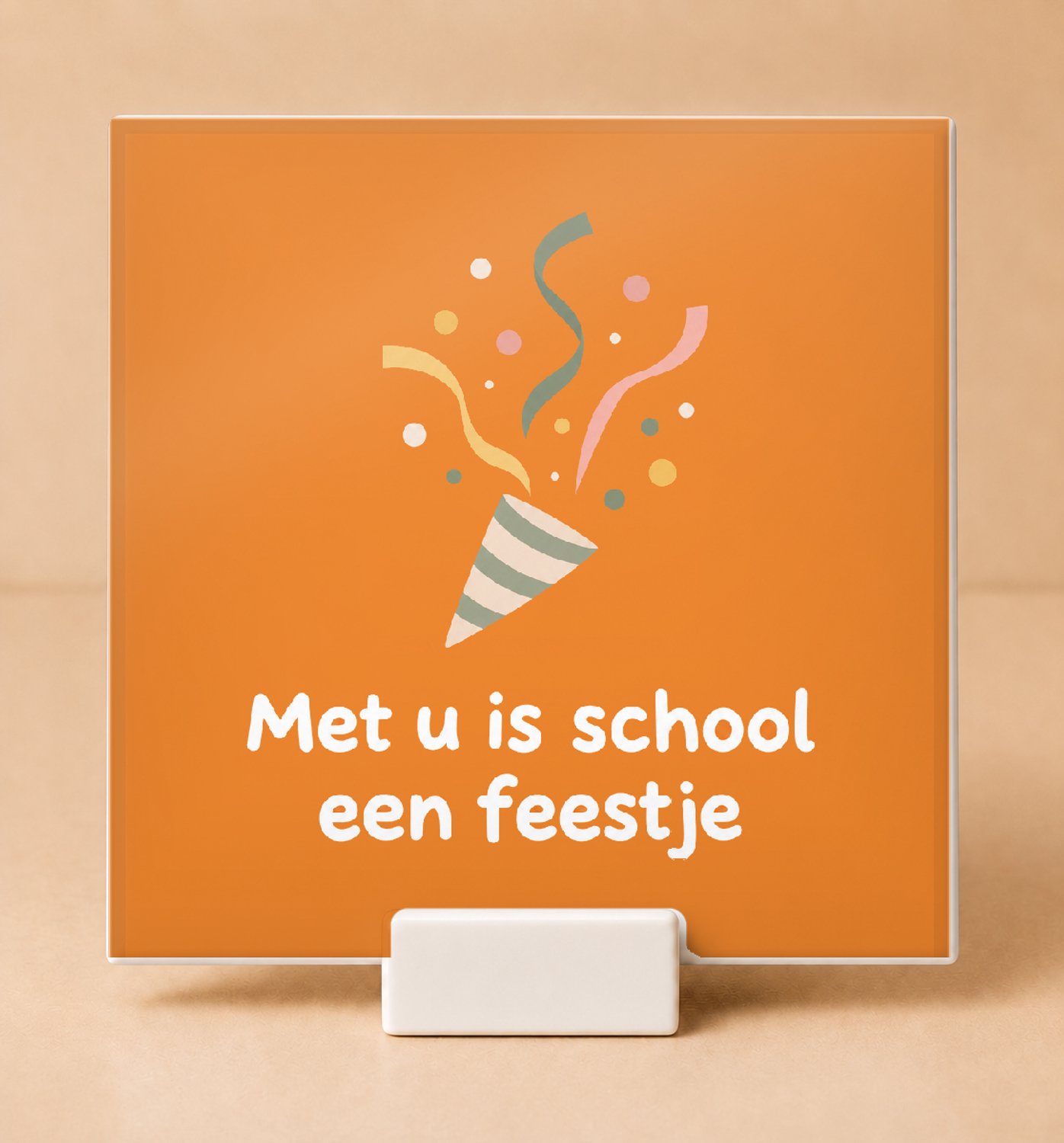 Bedruk King Zachte pastel Meester, u verdient een pauzebel Tegel – Inspirerende wanddecoratie voor leraren en schoolplezier - 15 x 15 cm met houder Wit