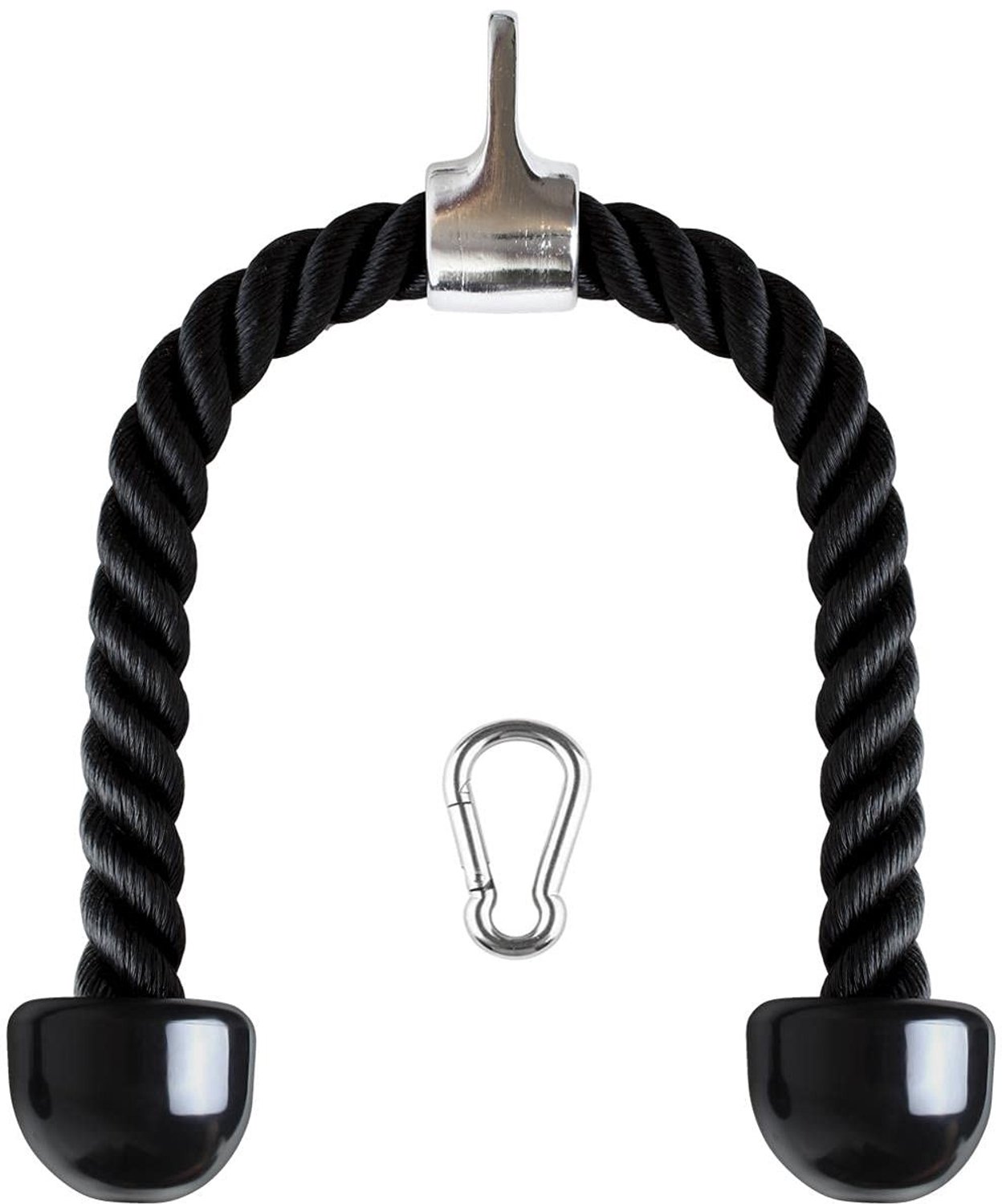 Nylon Triceps Touw met Anti-Slip Handvatten Zwart