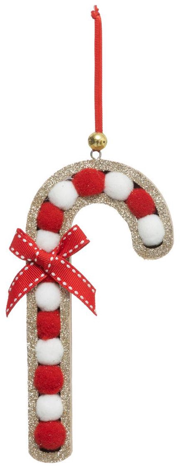 Feeric lights & Christmas Sucre d'orge de Noël avec pompon H. 15 cm Rouge