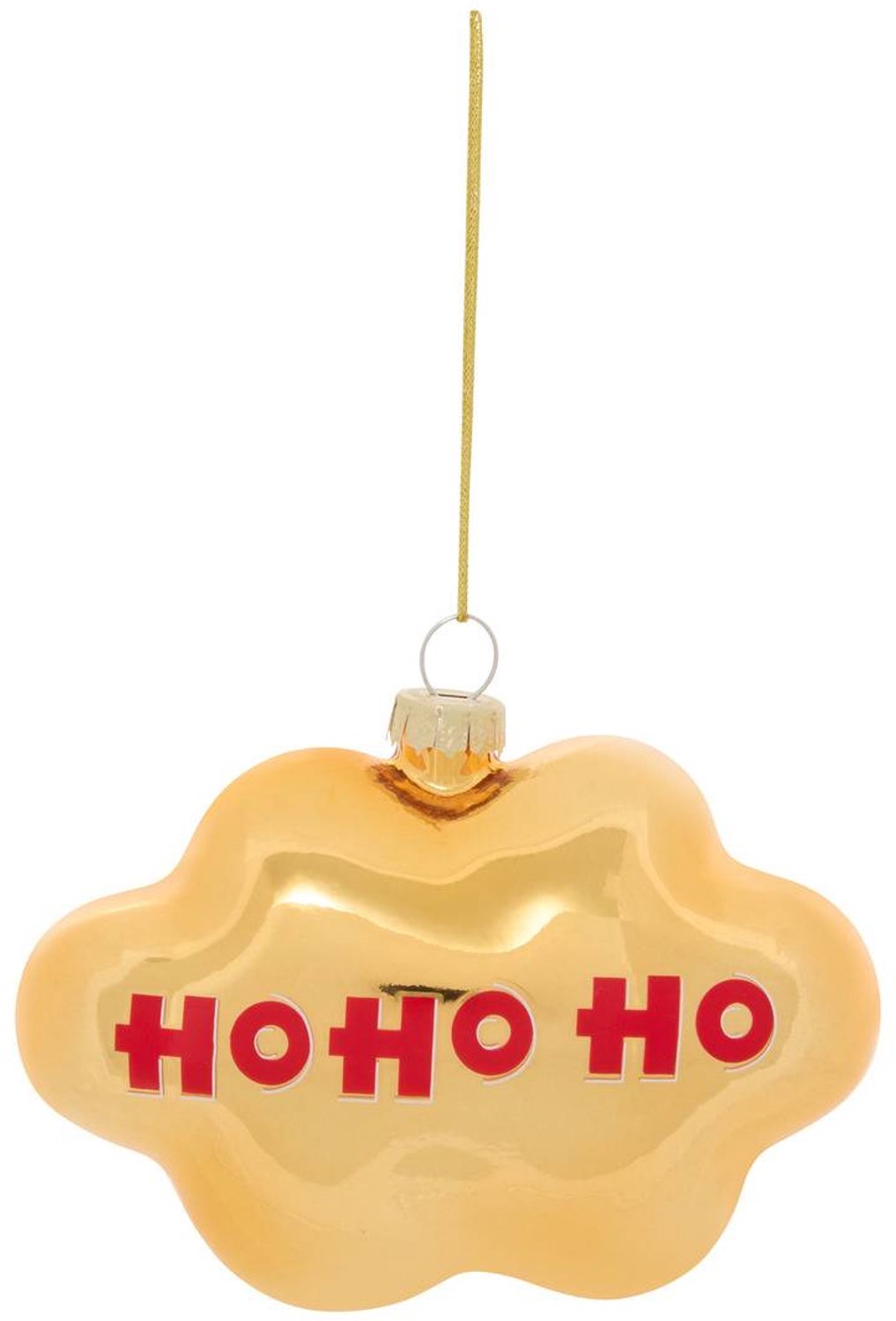Feeric lights & Christmas Ho Ho Ho-wolkvormige dennenhanger van verguld glas, 8 cm Dore