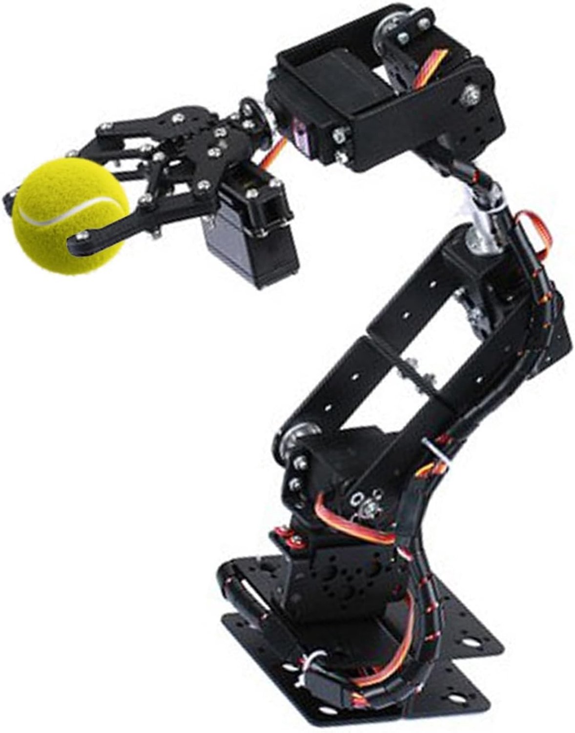 6DOF Robot Mechanische Arm Klem Kit, Industriële Robot Onderdelen met 6 Assen en Servo Motoren voor Onderwijs en DIY Projecten, Zwart Aluminium Plate