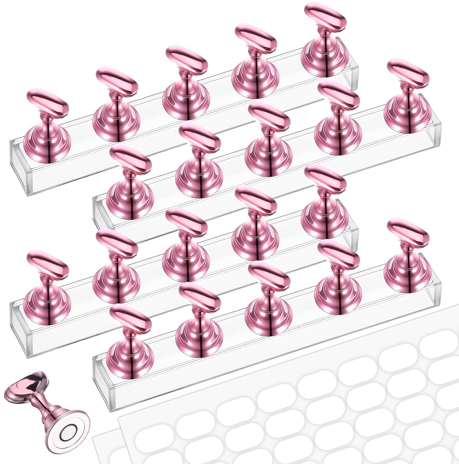 Set van 4 Nagelstands met 200 Dubbelzijdige Tape voor Nagelkunst