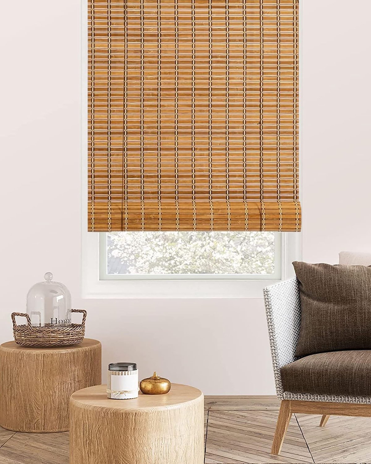 Bamboe Rolgordijn Retro Natuurlijk Hout 100x120 cm