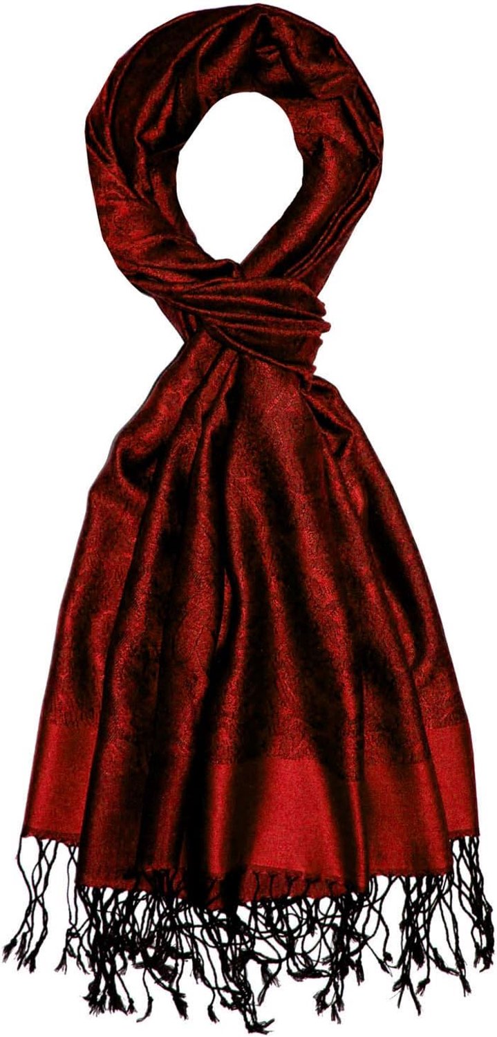 Lorenzo Cana Heren Sjaal 70% Zijde 30% Viscose Paisley Rood Zwart 70x190cm