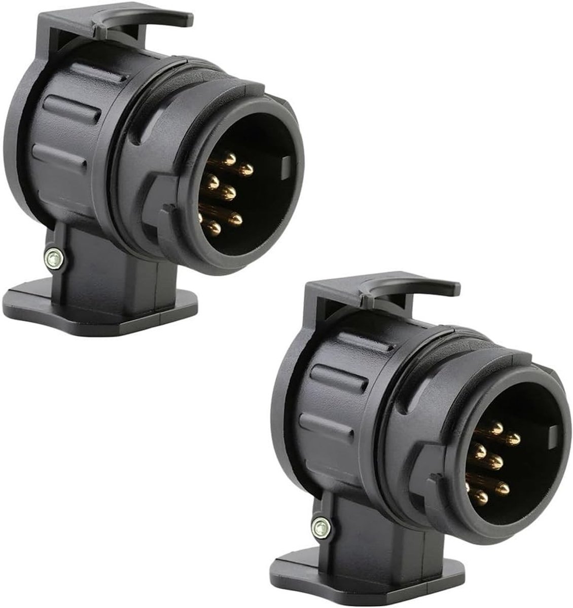 Pack van 2 Trailer Adapters, 13-Pin naar 7-Pin, Trekhaak met 13-Pin Aansluiting voor Aanhangwagen, 7-Pin Stekker, Geschikt voor Auto en Vrachtwagen, Duurzaam en Betrouwbaar