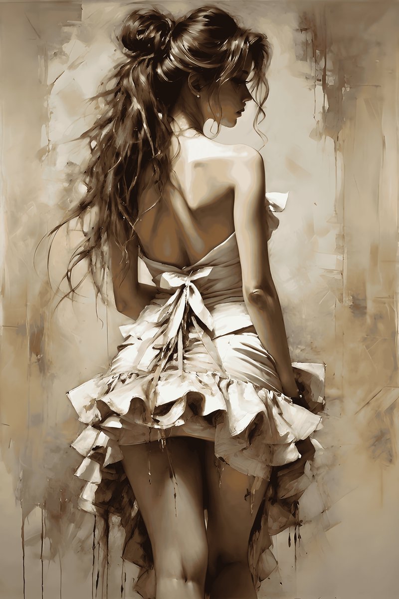 Poster Kamermeisje - Abstracte Kunst - - Zwart Wit - Wanddecoratie - posters - formaat 30x40cm - XS2036MT
