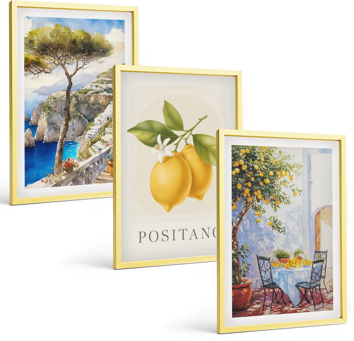 Coloray 3-Delige Schilderij Set - Grafische Afbeeldingen Van Beroemde Steden In Retrostijl - 40 x 40 cm En 40 x 60 cm - Stijlvolle Wanddecoratie - Interieur - Moderne Wanddecoratie