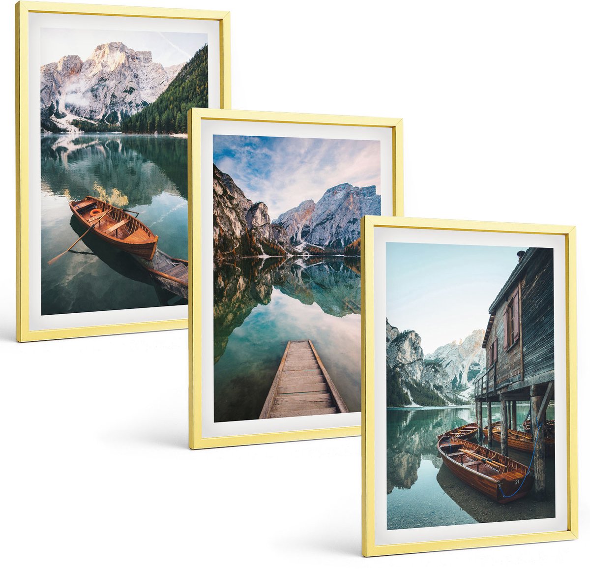 Coloray 3-Delige Schilderij Set - Bloemen In Het Water, Waterval Met Groene Rotsen, Boeddha - 40 x 40 cm En 40 x 60 cm - Muurdecoratie - Wanddecoratie - Slaapkamer - Decoratieve Schilderijen