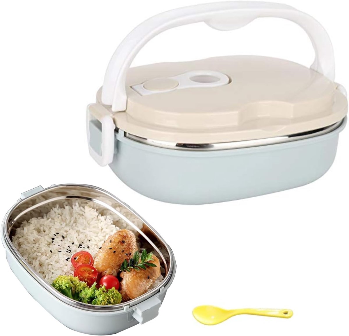 Lunchbox, roestvrijstalen thermische lunchbox, lunchbox Draagbare roestvrijstalen geïsoleerde thermische voedselcontainer voor studentkinderen werken(Single Layer 900ml)
