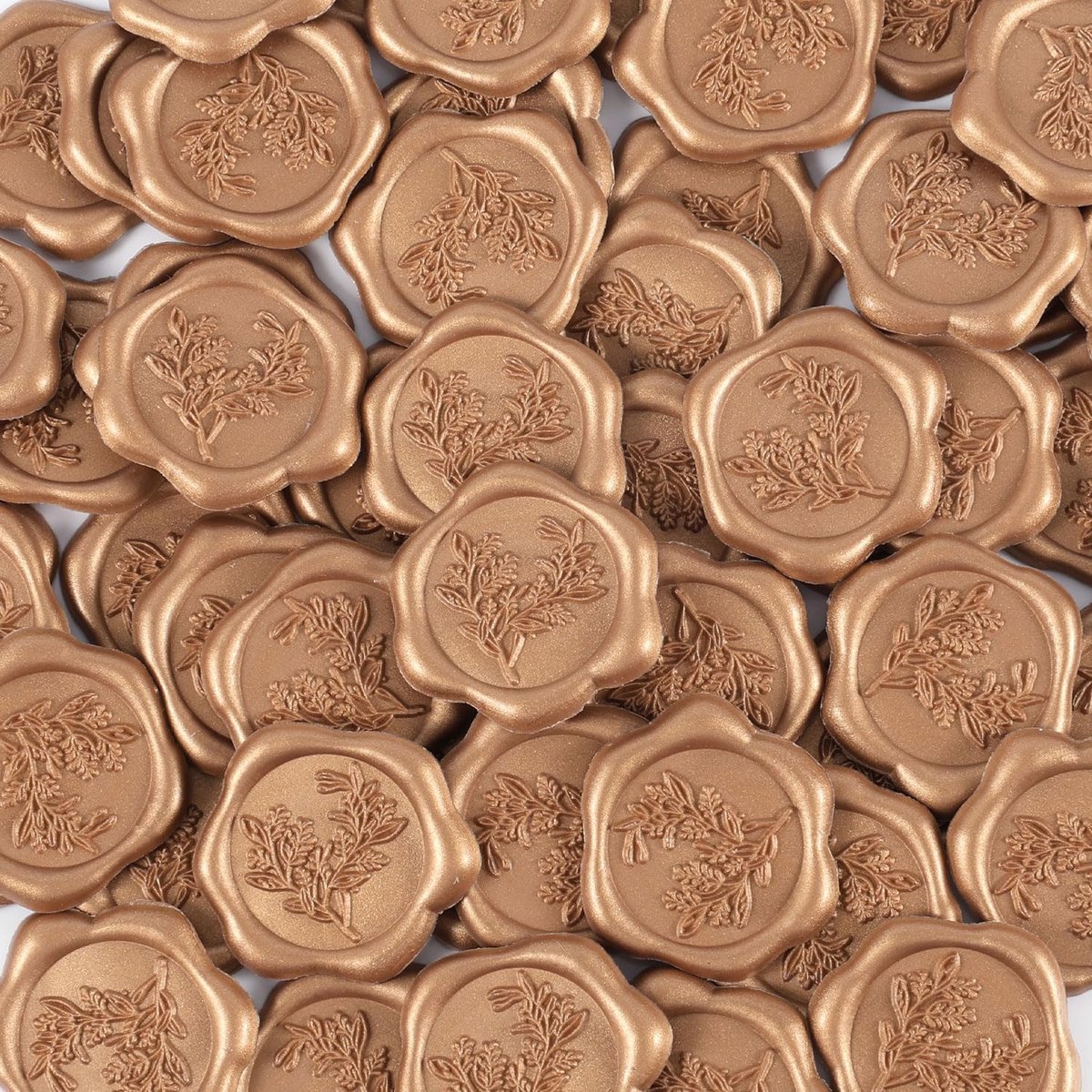100st Wax Seal Stickers, Kleefstof Wax Stamp Stickers Goud Wax Envelope Seal Eucalyptus Wax Seals voor Bruiloftsuitnodigingen Cadeauverpakking Vakantiegeschenken Decoraties