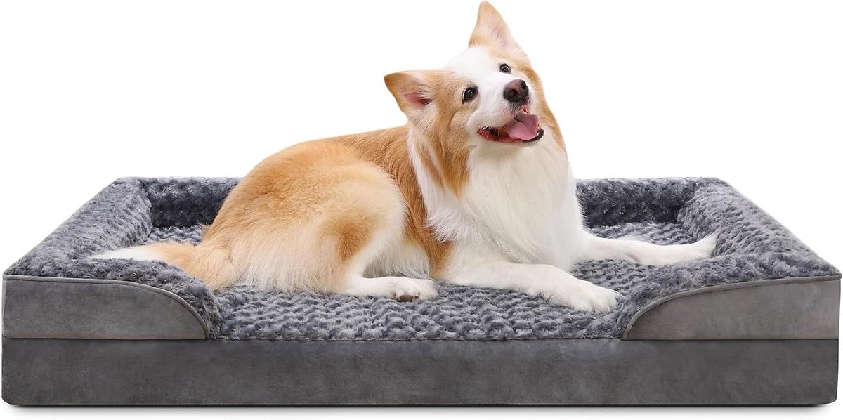 Hondenmand XL - Hondenbank Sofa - Orthopedisch Slapen - Waterproof Binnenvoering - 105 x 70 cm - Grijs