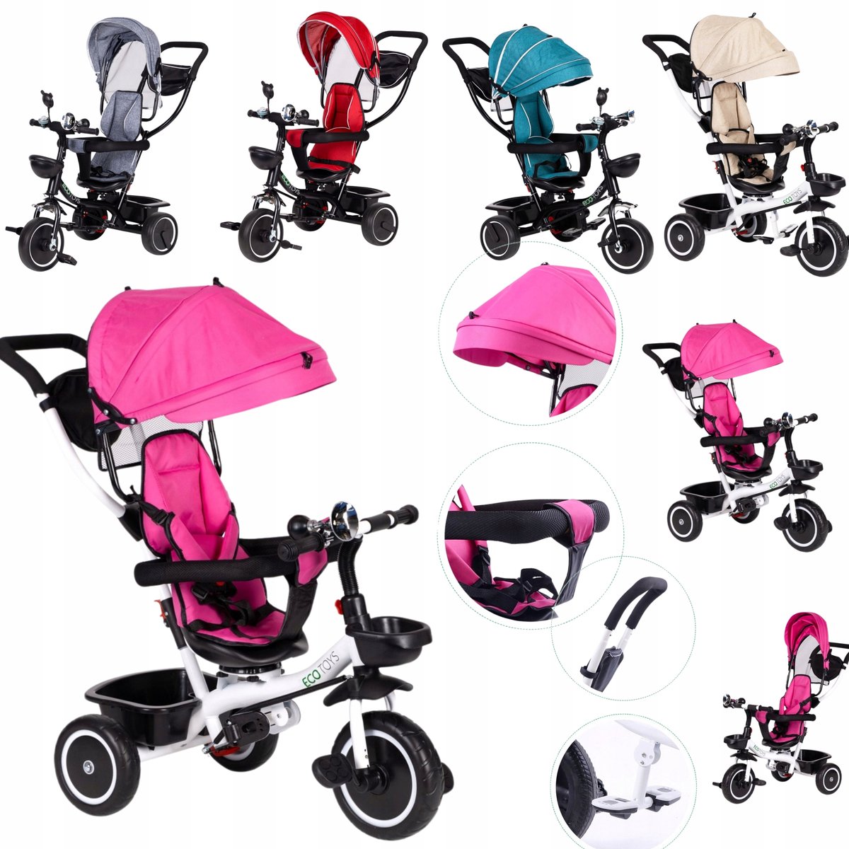 Multifunctionele Driewieler ECOTOYS: Loopfiets, Kinderwagen & Poussette