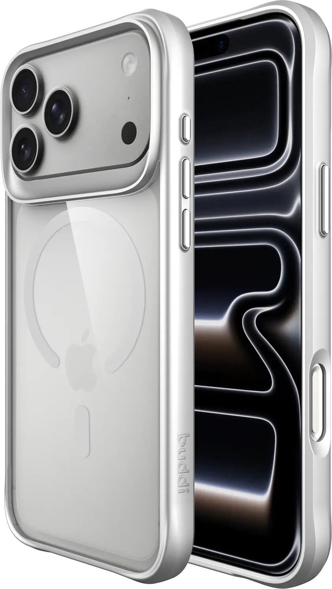 Buddi Hybrid - Hoesje Geschikt voor Apple iPhone 18 Pro Max - Compatibel met MagSafe - Back Cover met Magneet - Magnetische Beschermhoes - Case Matched Zilver