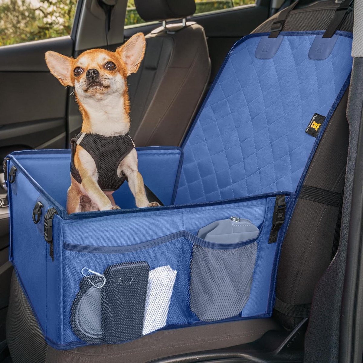 Honden Autostoel - Reis Zitje - Veilig Reizen - Versterkte Wanden - 45 x 45 x 24 cm - Blauw