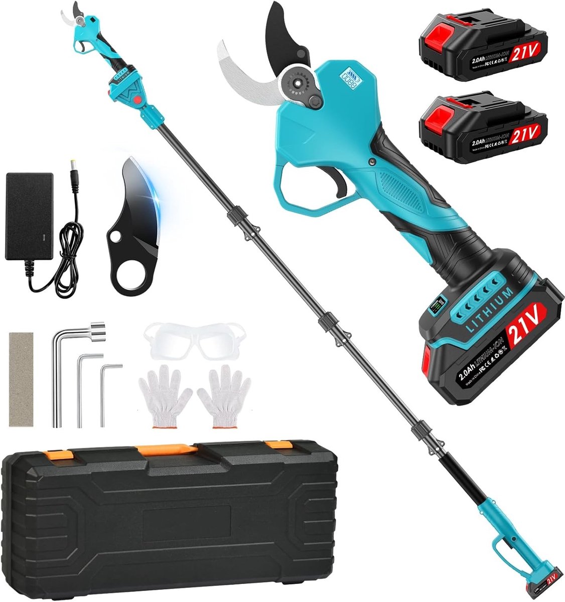 Professionele Elektrische Tuinschaar - Geen Kleur - 50 mm - Met 2 Accu's en Accessoires - Voor Tuinliefhebbers