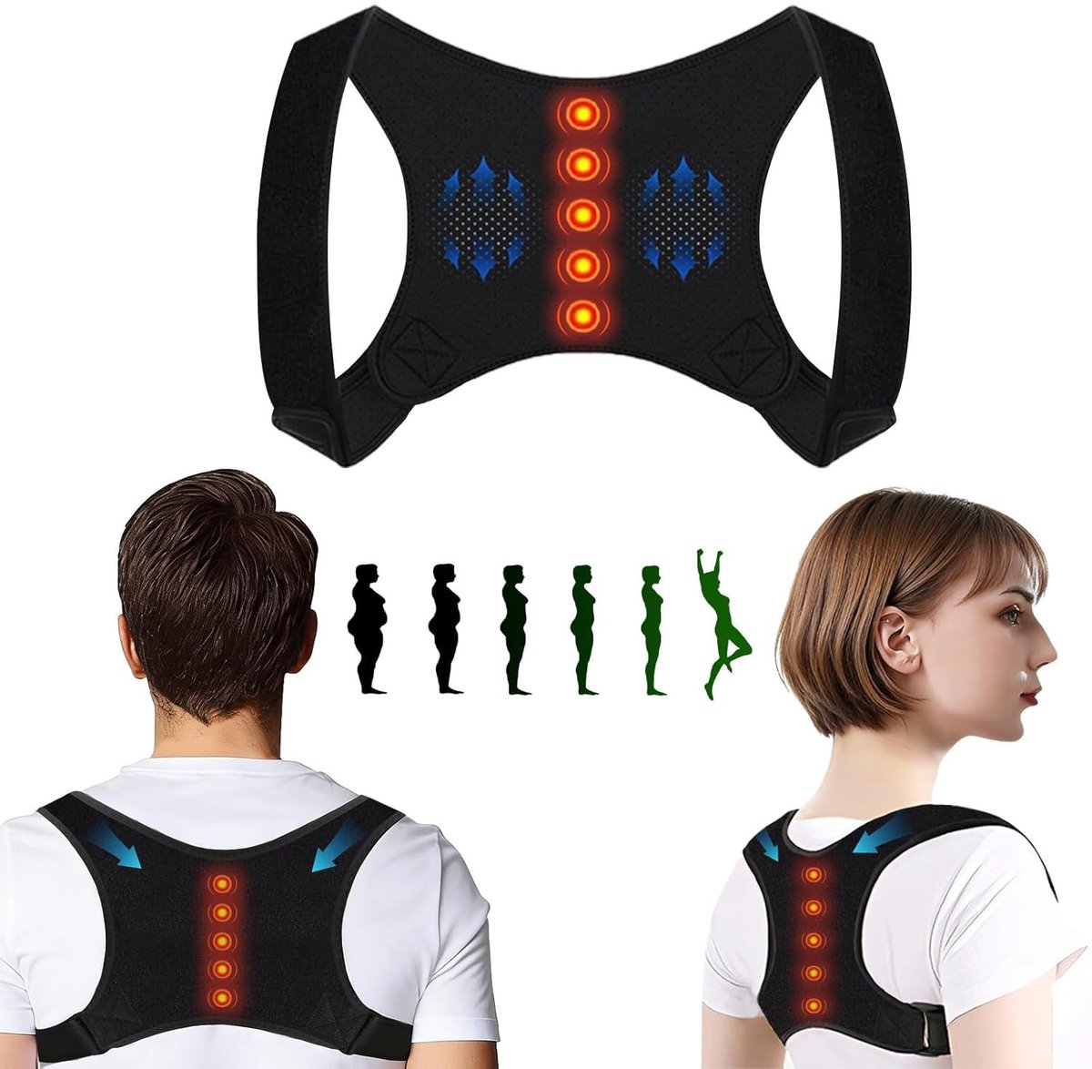 Posture corrector - Grijs - S/M - Houdingscorrector met Magneten - Voor Mannen en Vrouwen