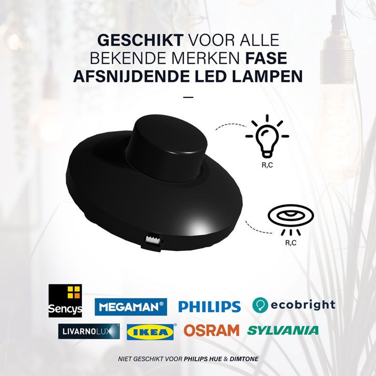 Vloerdimmer geschikt voor LED Zwart 0-50W - EcoDim