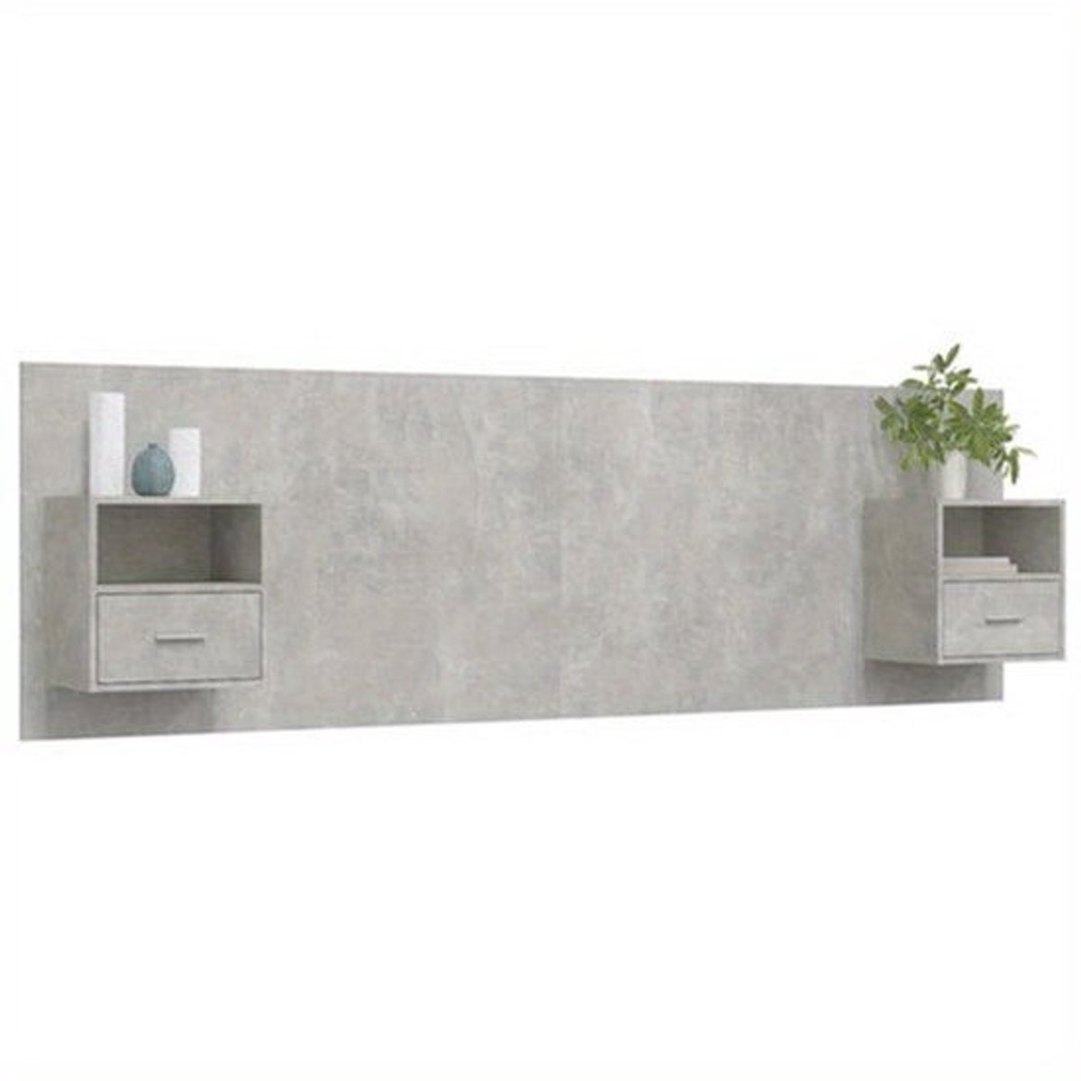 Bedkast – Wandkast – Hoofdeinde Met Kastjes – Wandmontage Kast – Opbergruimte Hoofdeinde – Modern Grijs – Hardhout En Kunstboard – Ruimtebesparend Design