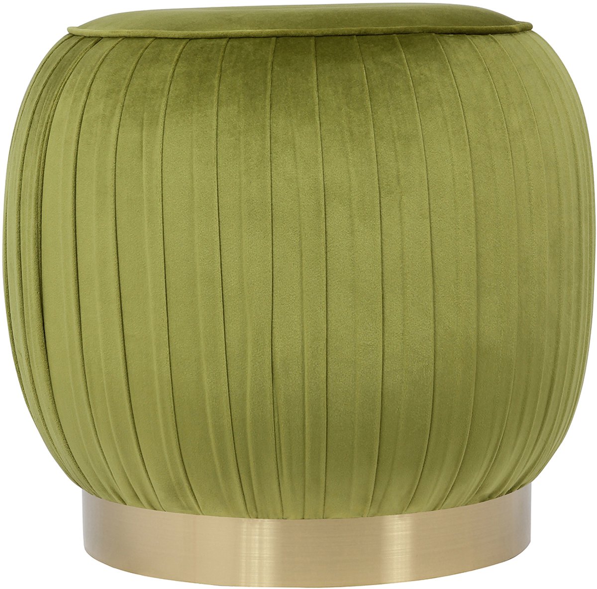 Padiro ronde poef Ø 43 x 42 cm - pistachegroen - fluweel - siernaden en goudkleurige voet