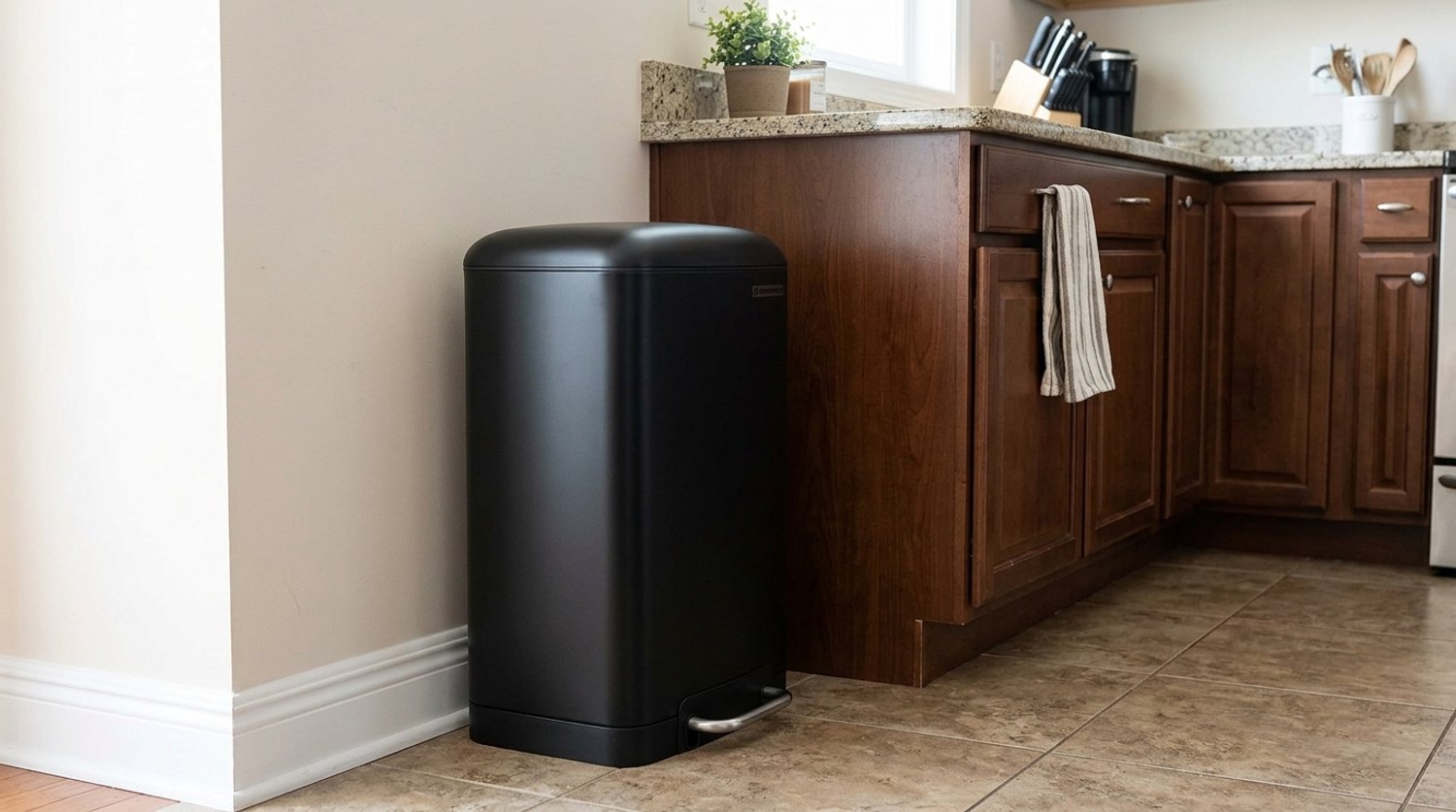 Pedaalemmer 30 Liter - Prullenbak Keuken & Badkamer - Soft-Close Deksel & Stay-Open Functie - Uitneembare Binnenemmer - Mat Zwart Steel - Laura Homestore