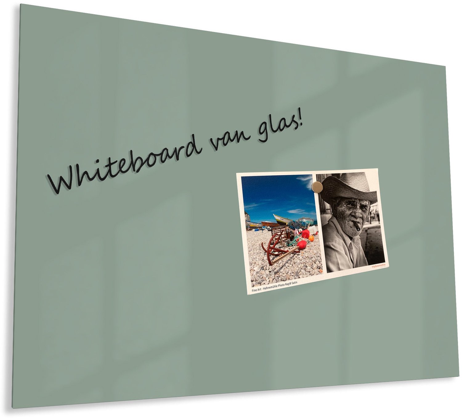 Mydesignglas Glazen Whiteboard - Gehard Glas - Magneetbord - Memobord - Magnetisch - Krasbestendig - Frameless - Olijfgroen - 60x40cm