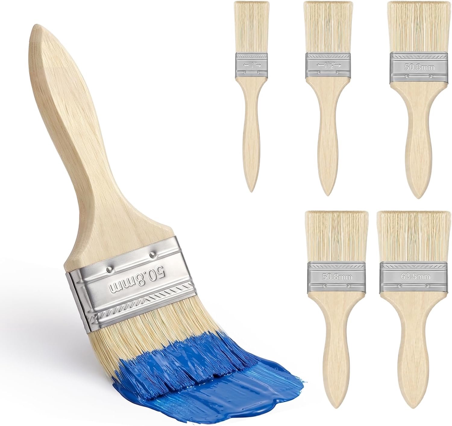 Paint Brush Set, Houtvlek Borstels 5 PC, 1 "1.5" 2" 2.5"