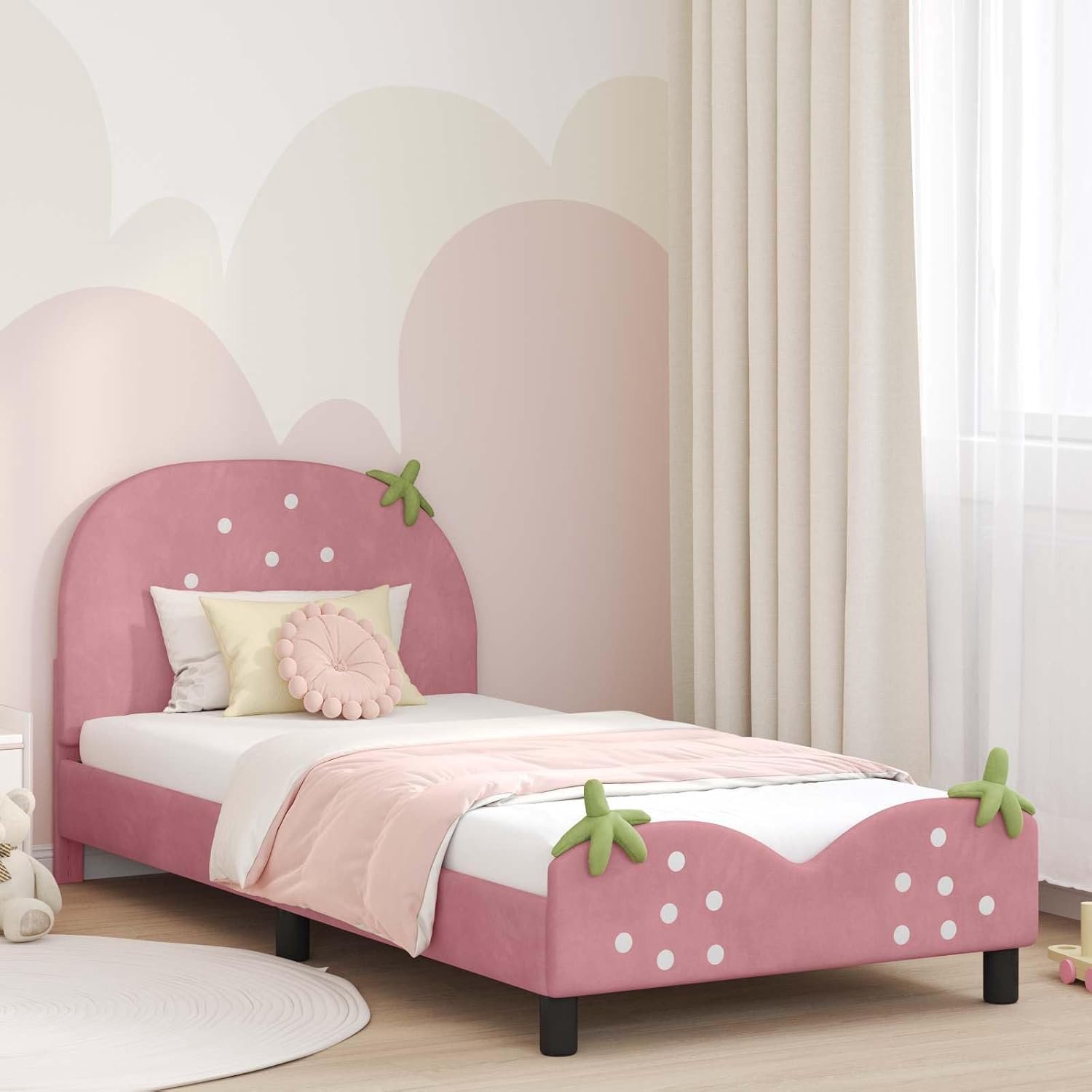 Stijlvol bedframe modern minimalistisch roze 90 x 190 cm