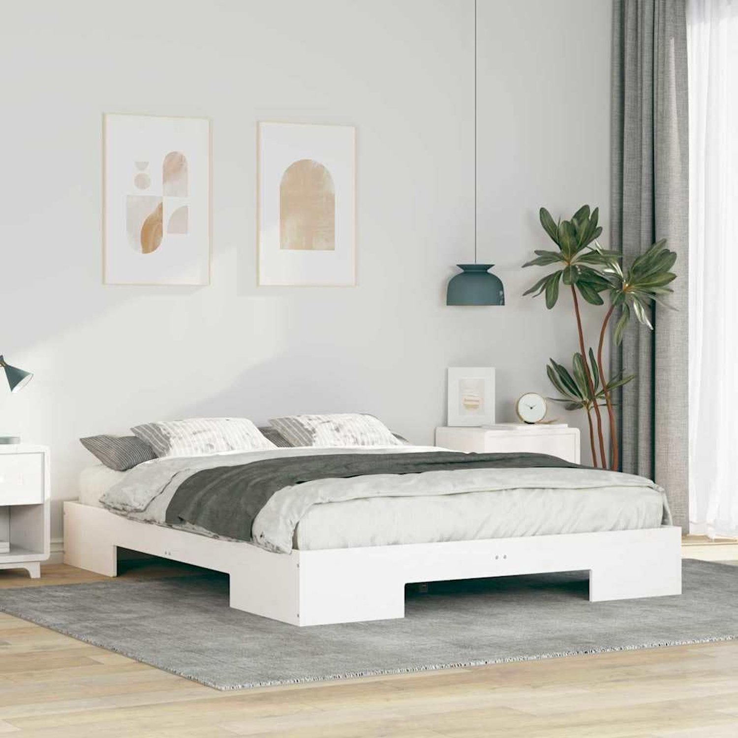 Textuur Opake Design Slaapkamer Vloerbed Rechthoekig Wit 150 x 200