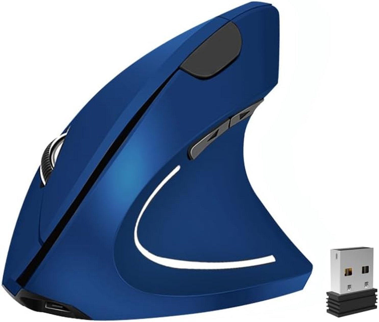 Verticale Draadloze Muis 2.4G Oplaadbaar - Optische Hoge Precisie, Verstelbaar 800/1200/1600 DPI voor Laptop, Blauw