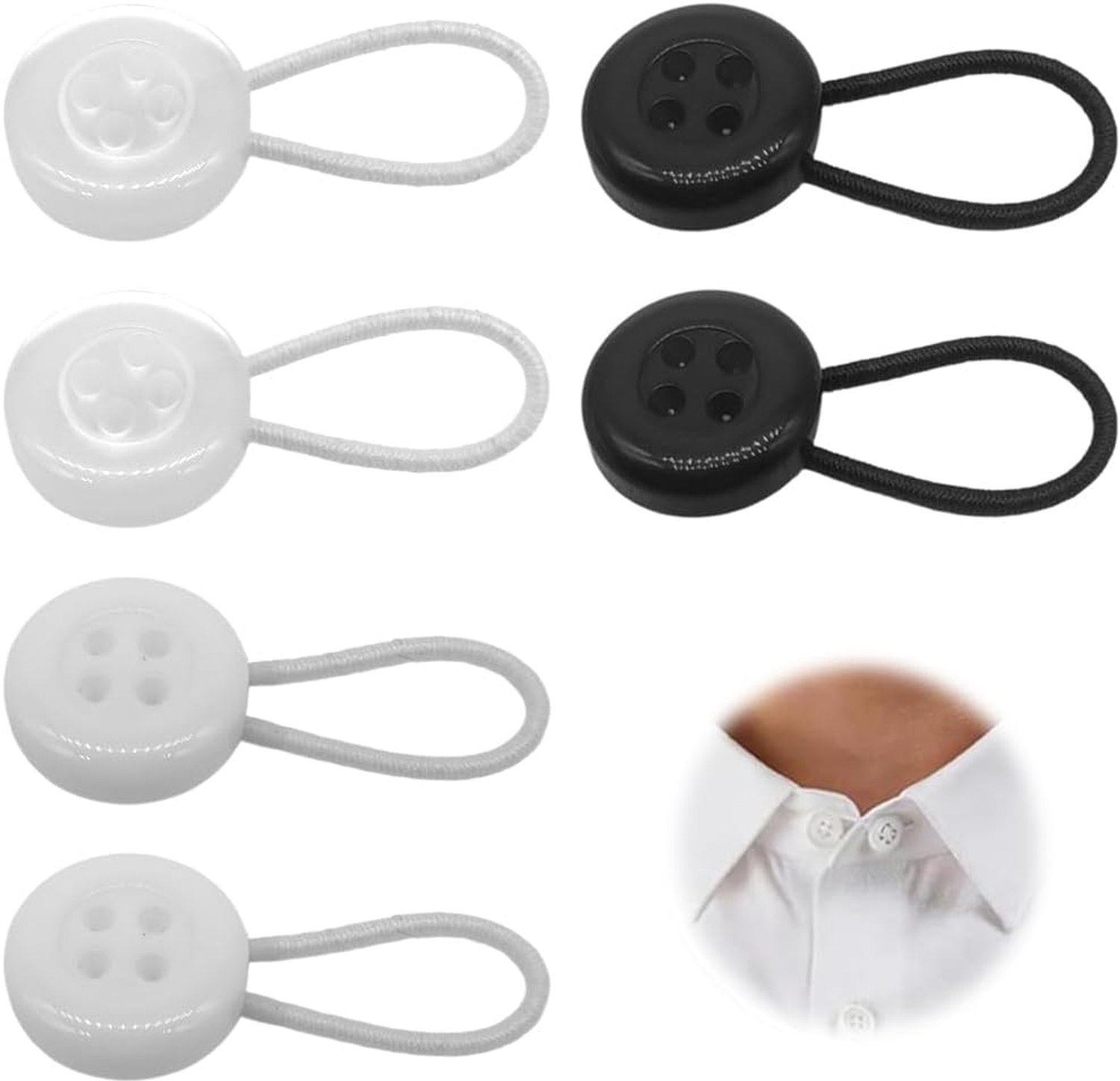 6 witte clips voor het verlengen van het decolleté, die het met 2,25 cm verlengen.