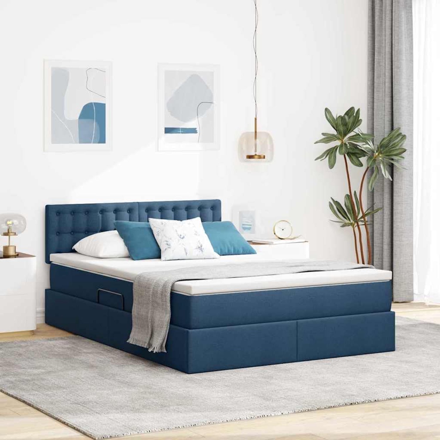 Opbergbed met hydraulisch liftsysteem modern minimalistisch Blauw 140x200