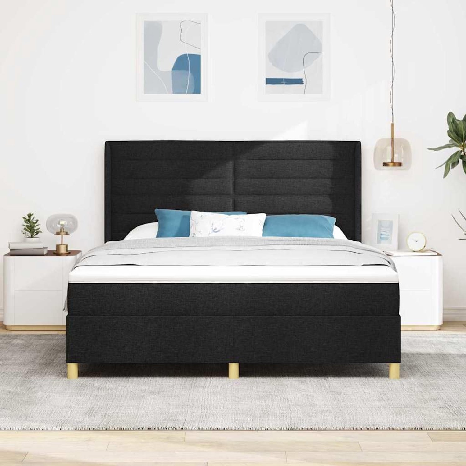Hoofdbord verstelbaar Modern boxspring Zwart 180x200