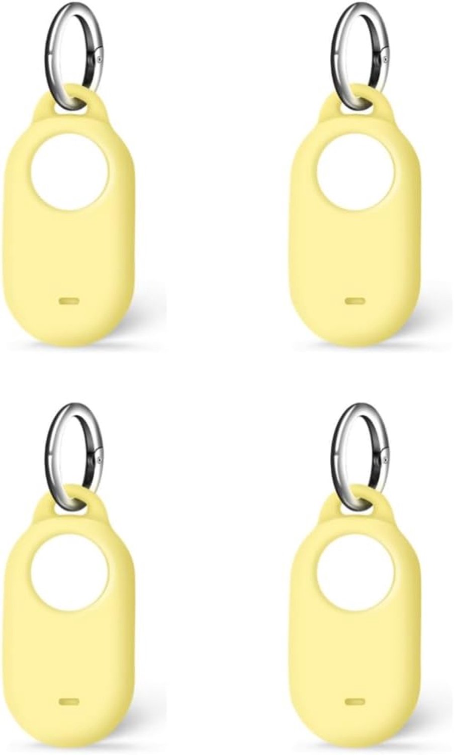 4 stuks siliconen hoesjes voor Samsung Galaxy SmartTag 2, 4-delige beschermhoes met sleutelhanger Compatibel met SmartTag 2 (Geel)