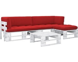4-delige pallet-lounge-set van keteldruk geïmpregneerd grenenhout, palletbank hout met kussen voor tuin, terras of woonkamer