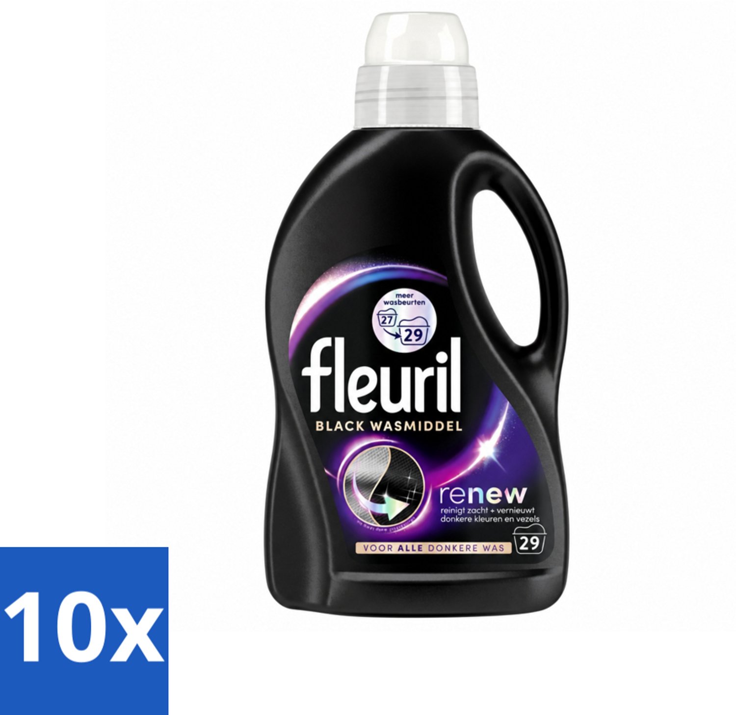10 x Fleuril – Wasmiddel - Black – 29 wasbeurten – 1,305 L - Voordeelverpakking - 10 stuks