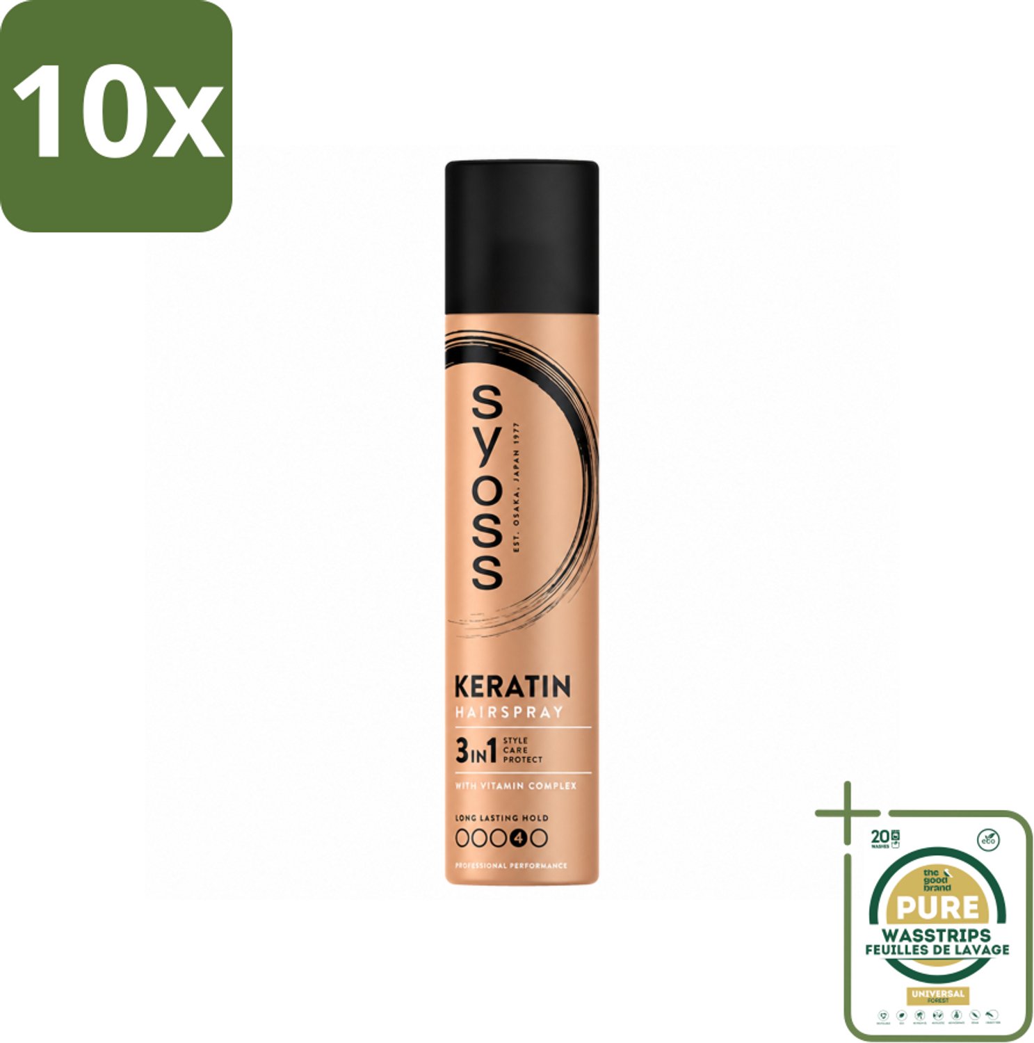10 x Syoss - Keratin - Haarspray - Versterkt & Fixeert - 300 ml - Wasstrips - Haarspray - Haarversterking - Haarfixatie - Haarverzorging - Keratine