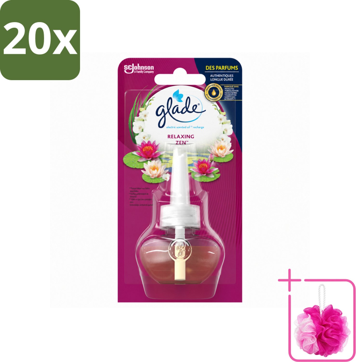 20 x Glade - Navulling Elektrische Olie - Relaxing Zen - Zonder Houder - Bulkverpakking - Ontspanning - Douchemop - Geur