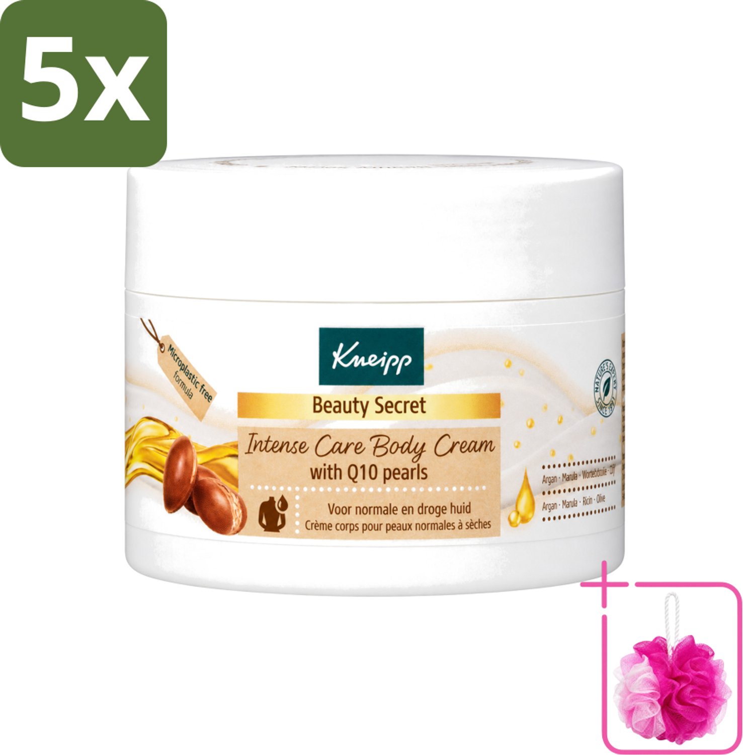 5 x Kneipp - Body crème - Beauty Secret - Met Q10 parels - 200 ml - Bulkverpakking - Beauty secret - Douchemop - Huid verzorging