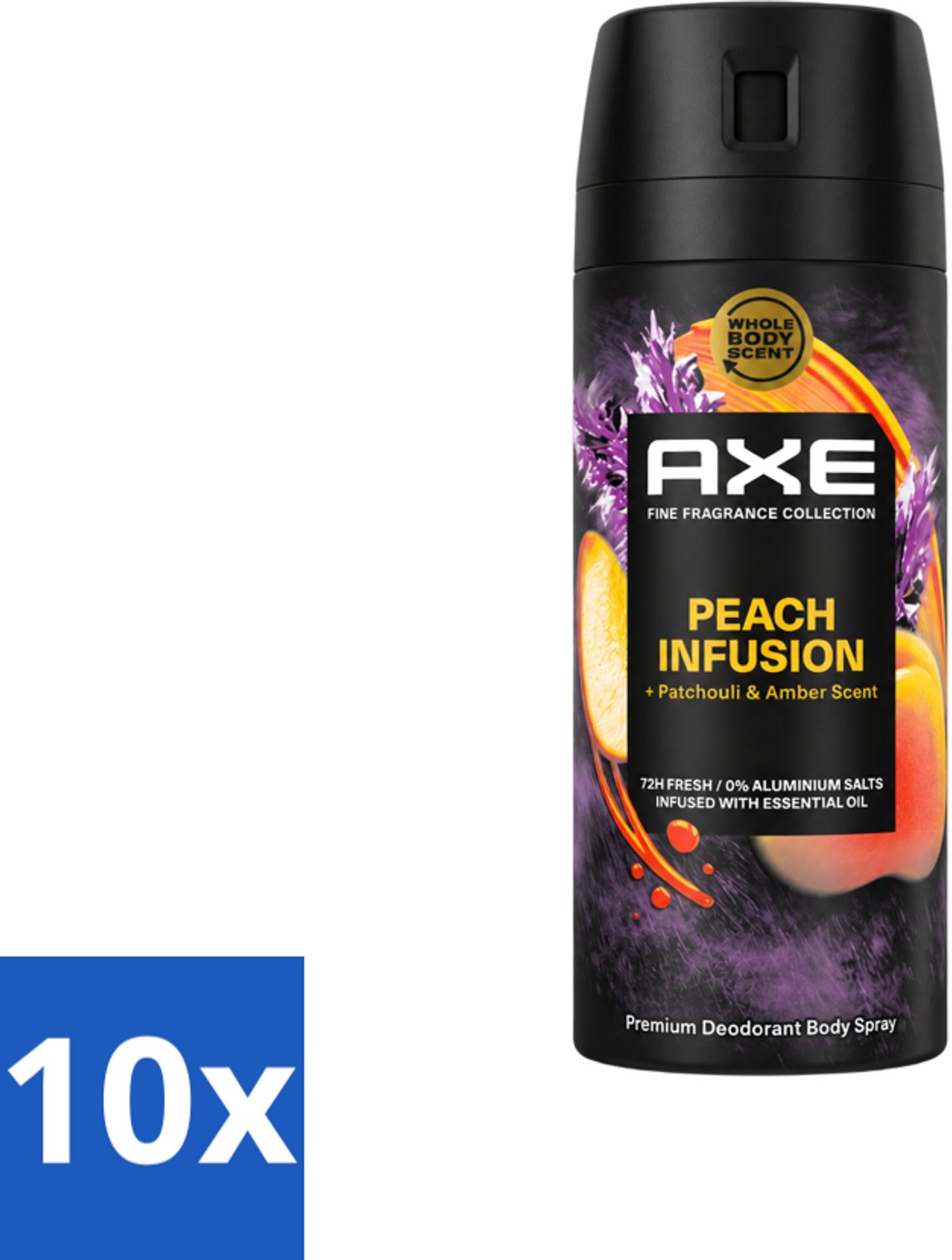 10 x Axe – Deodorant – Peach Infusion – 150 ml - Voordeelverpakking - 10 stuks
