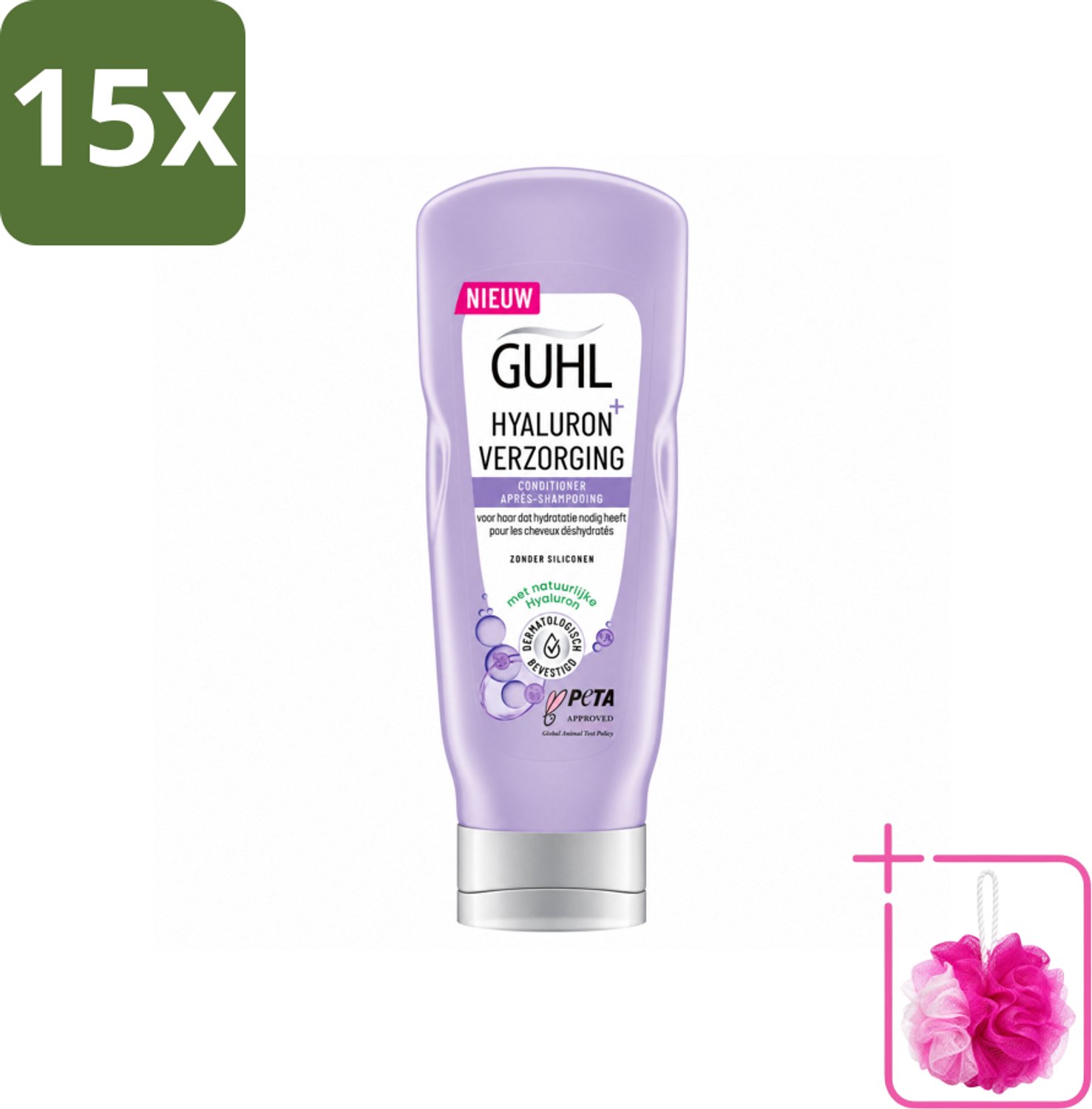 15 x Guhl - Conditioner - Hyaluron+ Verzorging - 200 ml - Bulkverpakking - Hydratatie haar - Douchemop - Hyaluron haar