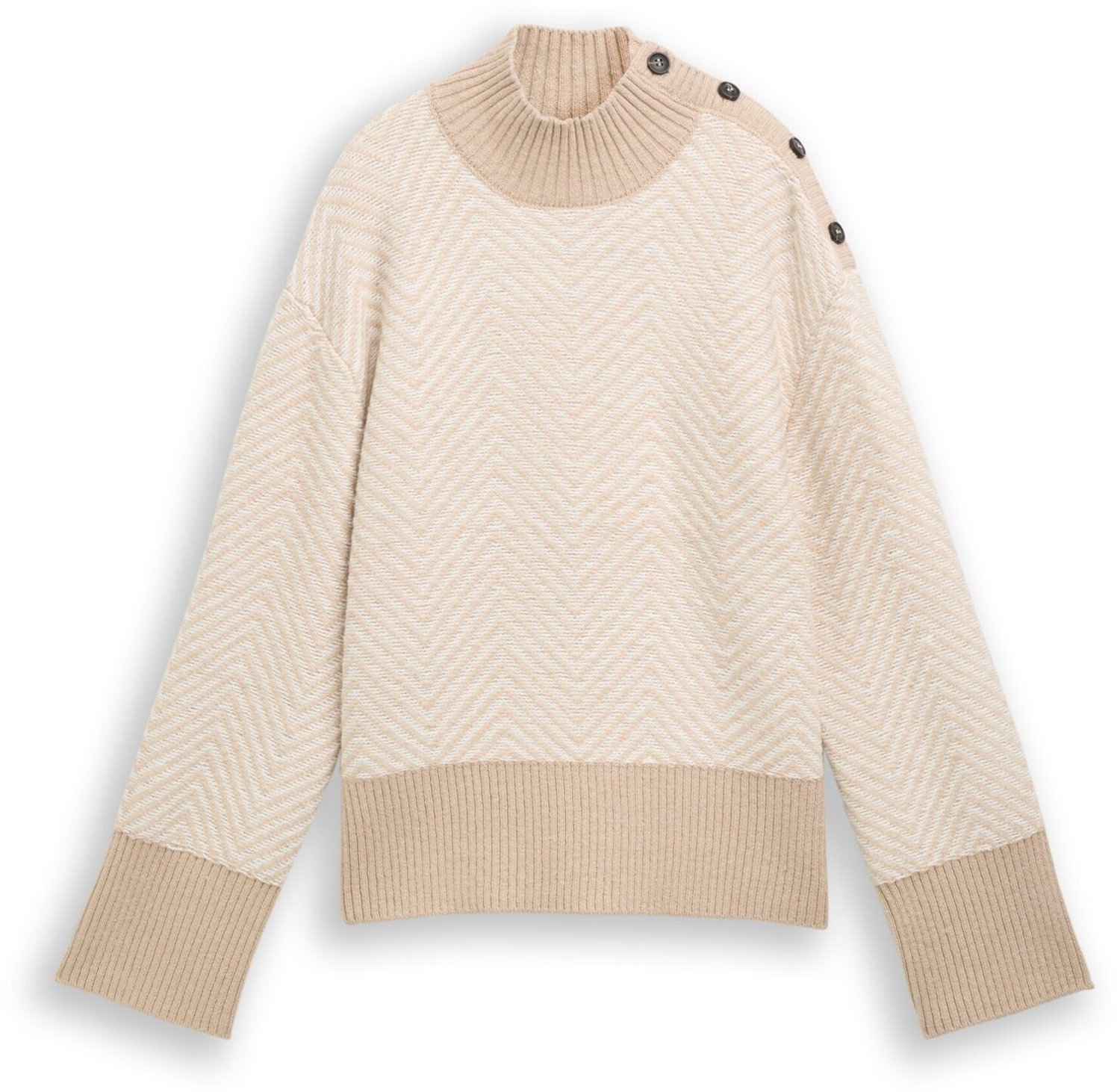 Tom Tailor - Dames pull - Maat L - Vrouwen - Beige - katoen
